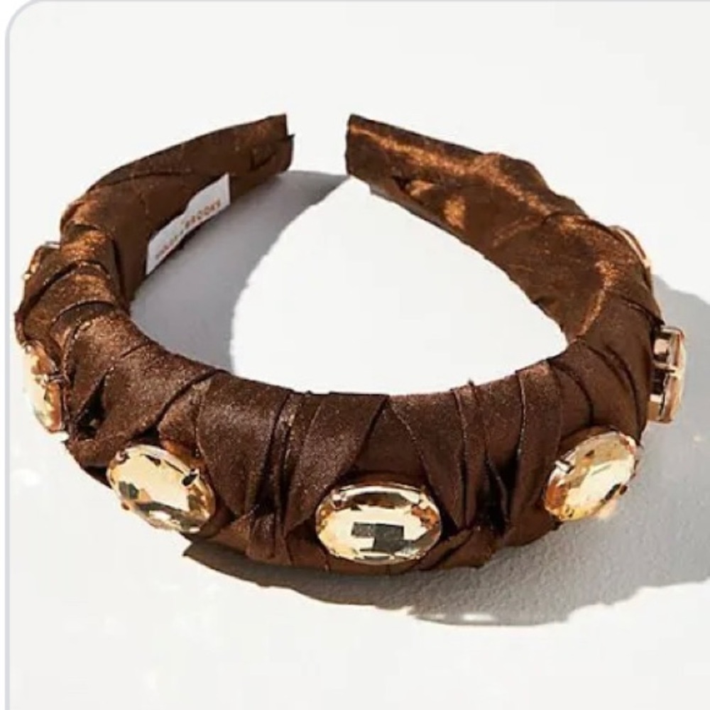 NWT bronzed puff crystal headband